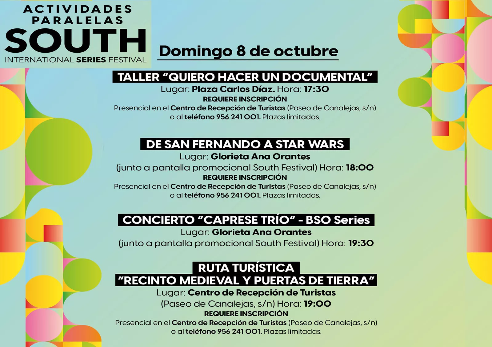 Programación paralela y complementaria al South Series Festival para el domingo 8 de octubre