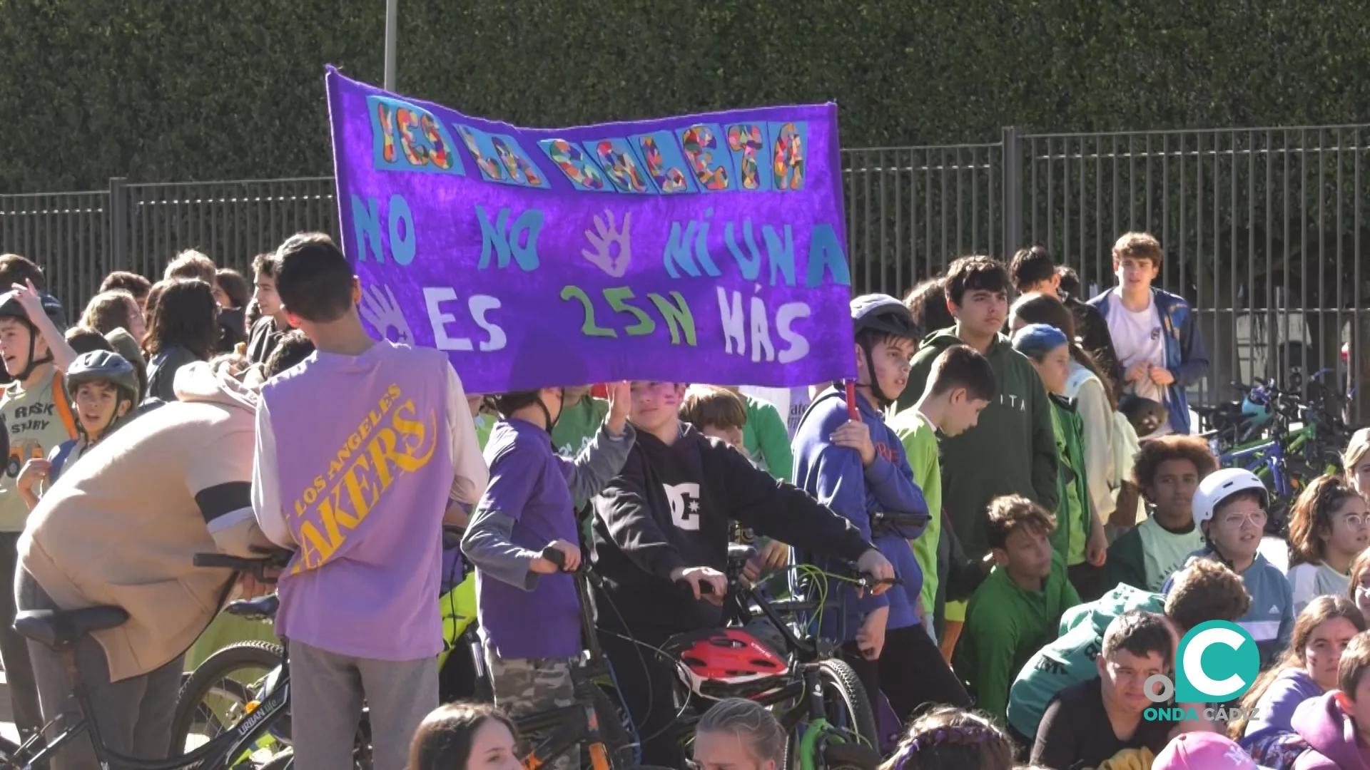 Imagen de la protesta escolar en el Parque de Varela 