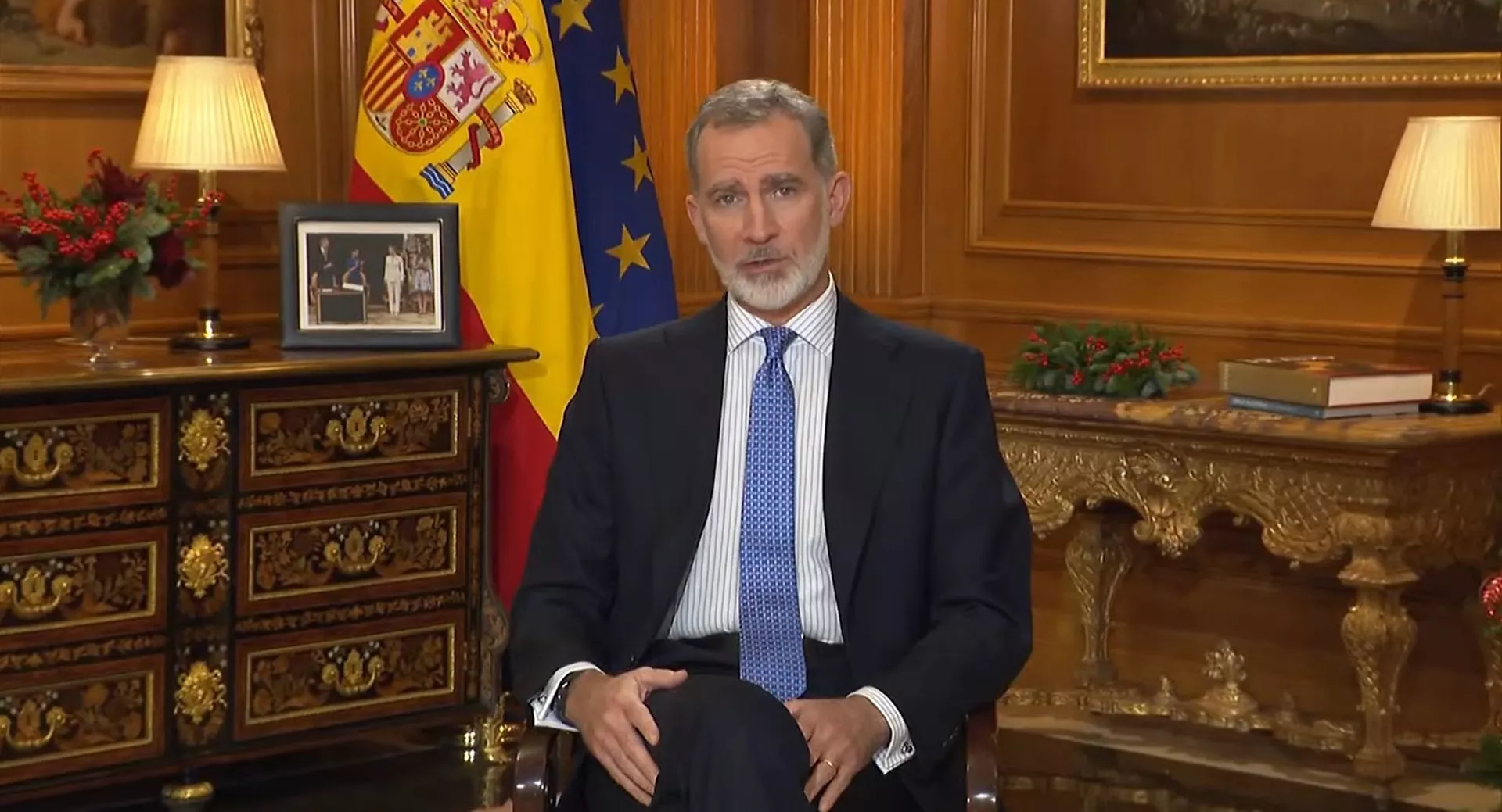 En el salón estaba una fotografía de la Infanta Leonor durante el acto de jura de la Constitución por su mayoría de edad