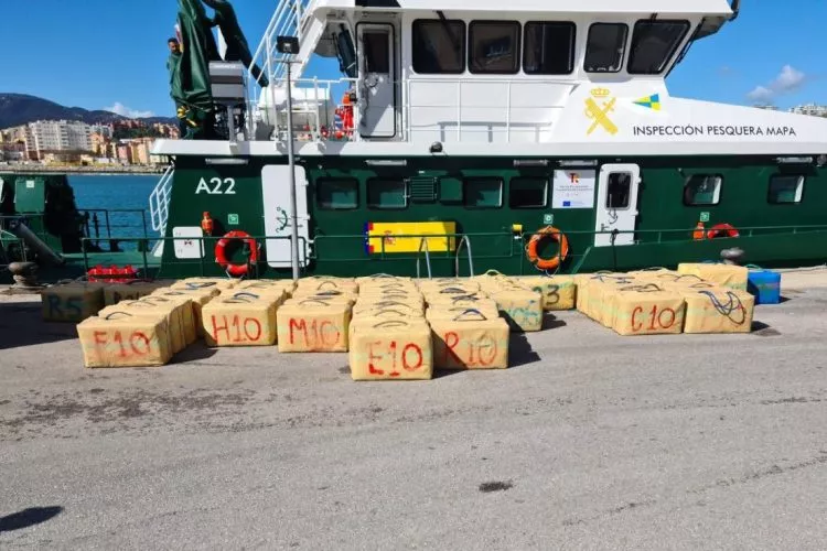 Un alijo de hachís intervenido por la Guardia Civil. 