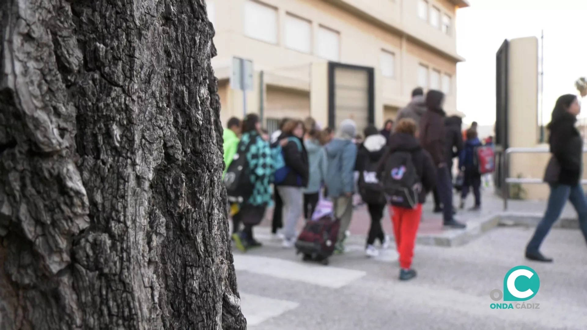 Entrada de los estudiantes a un centro educativo de la ciudad de Cádiz. 