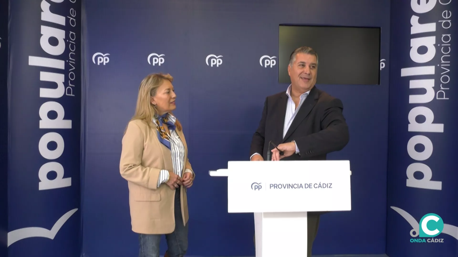 El diputado nacional y coordinador del PP de Cádiz, Ignacio Romaní, en rueda de prensa. 