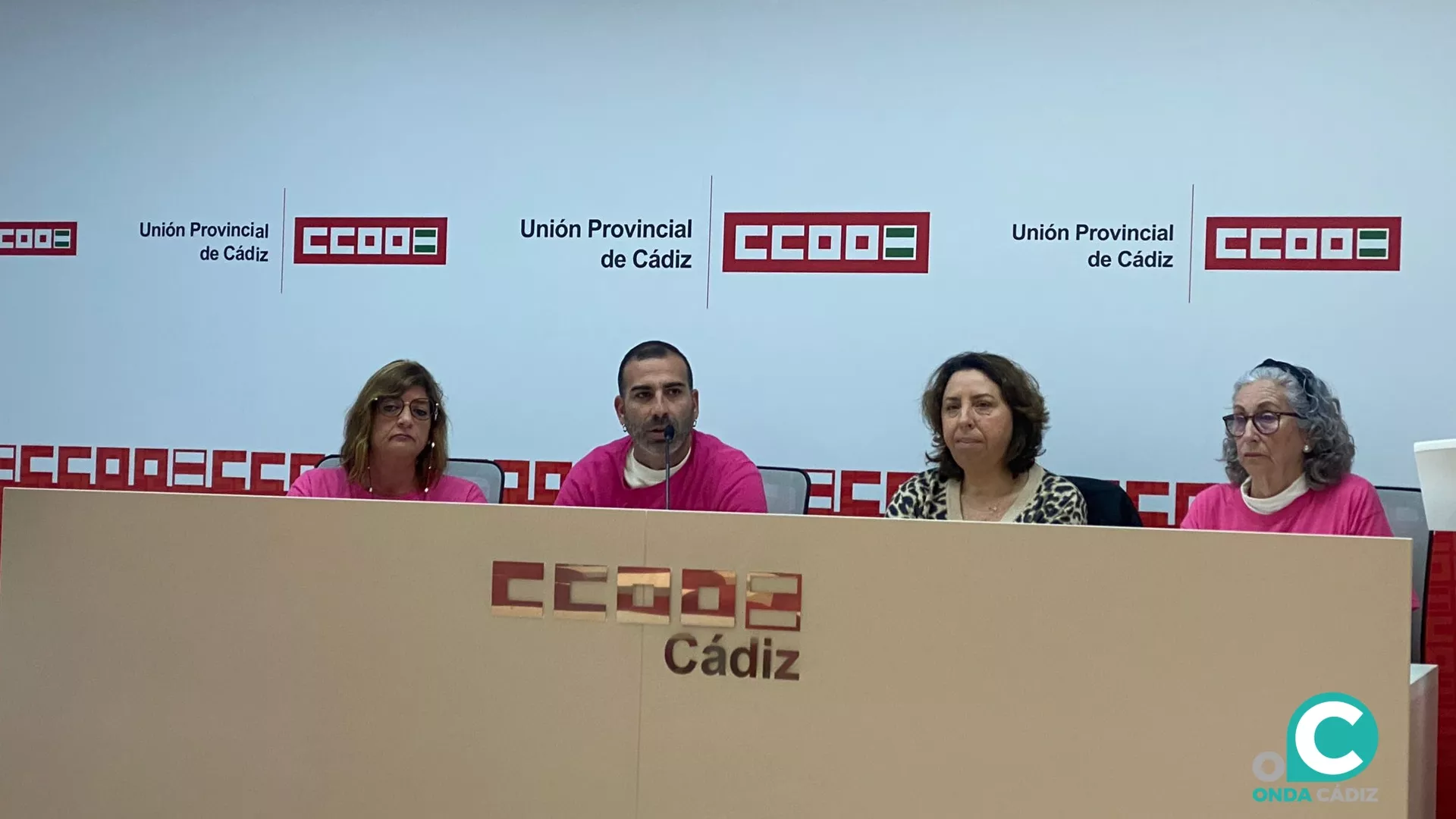 Momento de la rueda de prensa de Comisiones Obreras. 