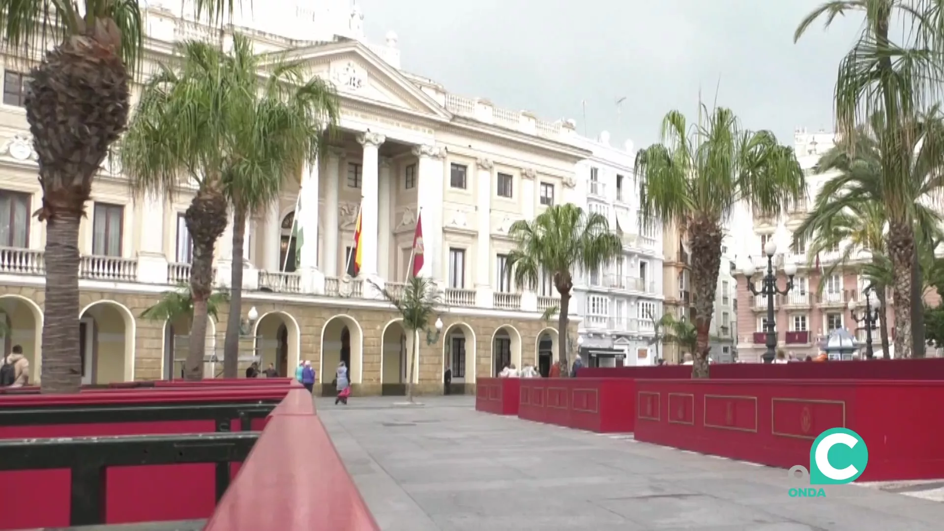 Detalle de los palcos instalados en la plaza de San Juan de Dios