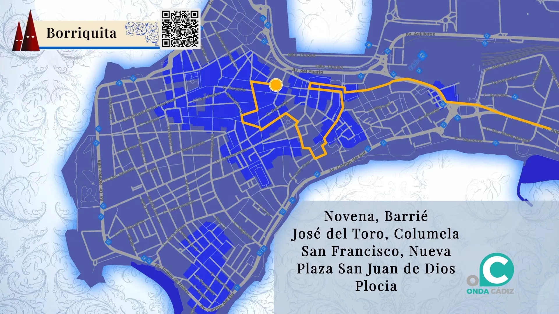 Imagen del itinerario de las cofradías del Domingo de Ramos 