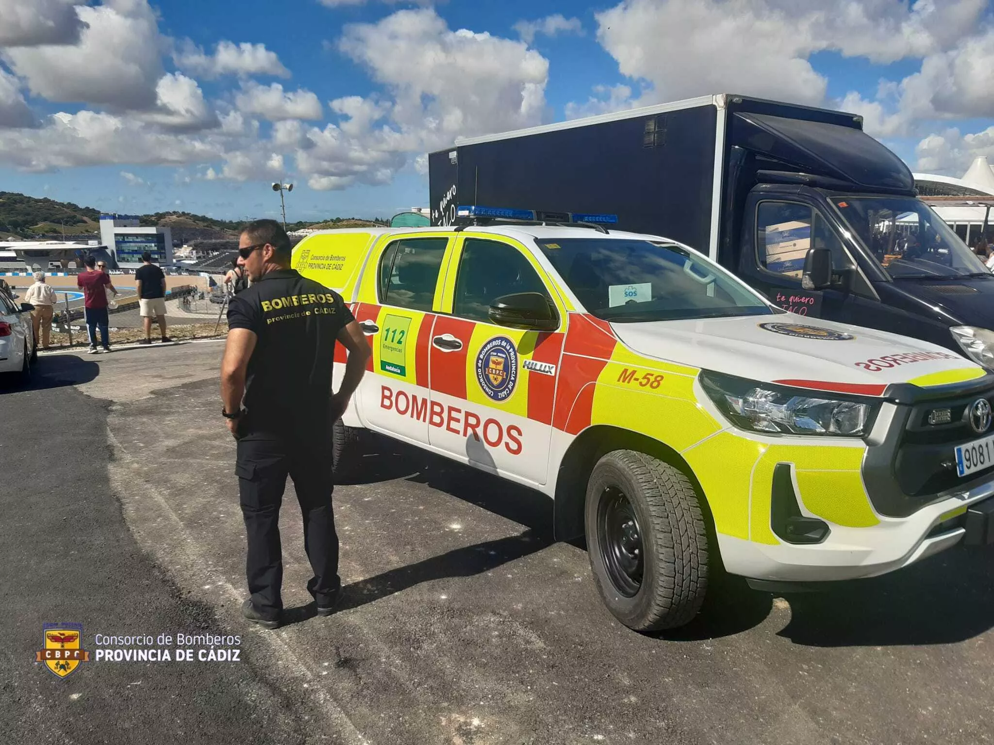 Los bomberos trabajan durante este fin de semana con motivo de la celebración de la competición. 