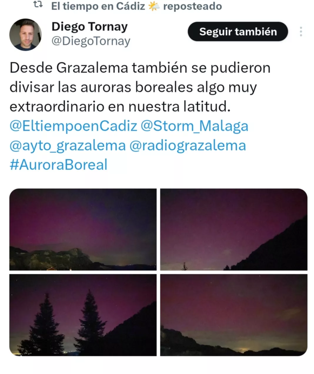 Post en la red X con fotos de este fenómeno --
