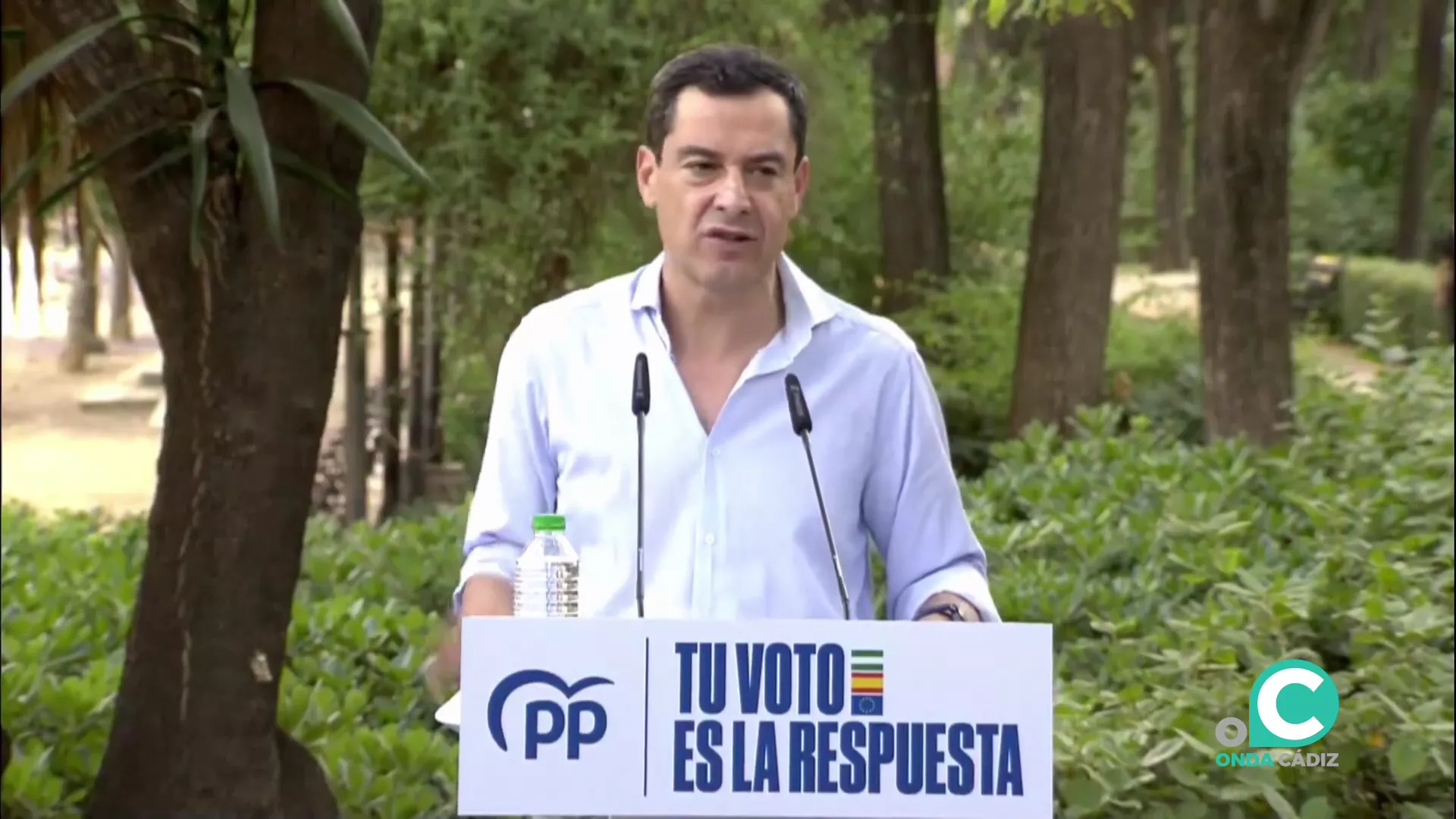 El presidente del PP de Andalucía, Juan Manuel Moreno, en un acto en Sevilla. 