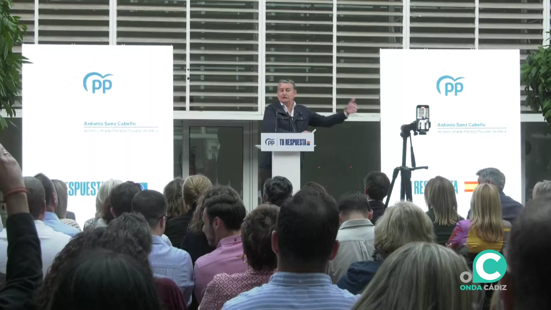 Antonio Sanz durante su intervención en el mitín