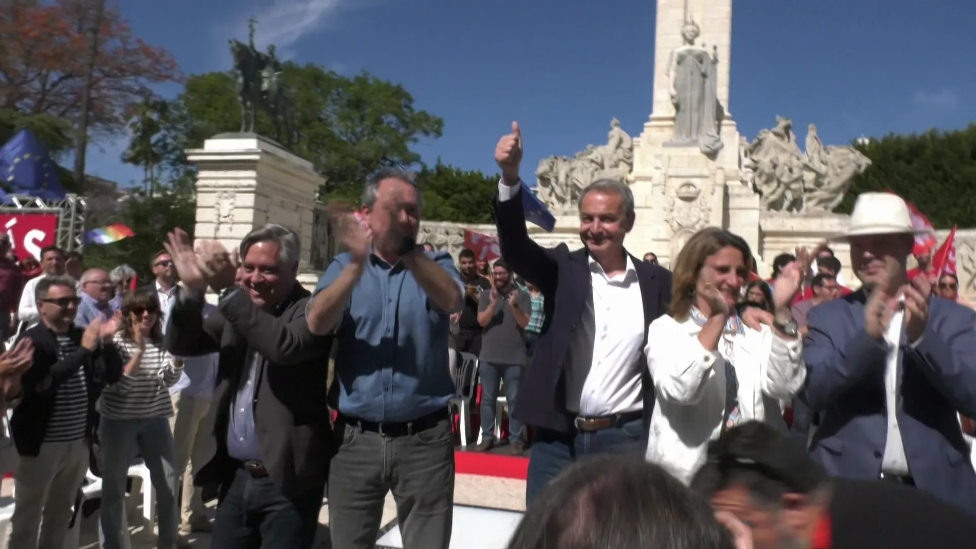 Mitín de las elecciones europeas del PSOE  en la plaza de España de Cádiz