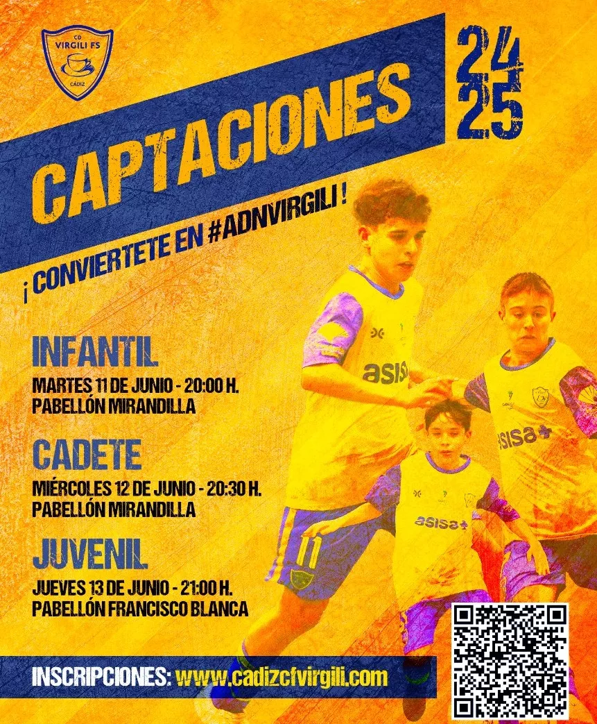 Cartel para anunciar la apertura de captaciones para la nueva temporada del CD Virgili. 