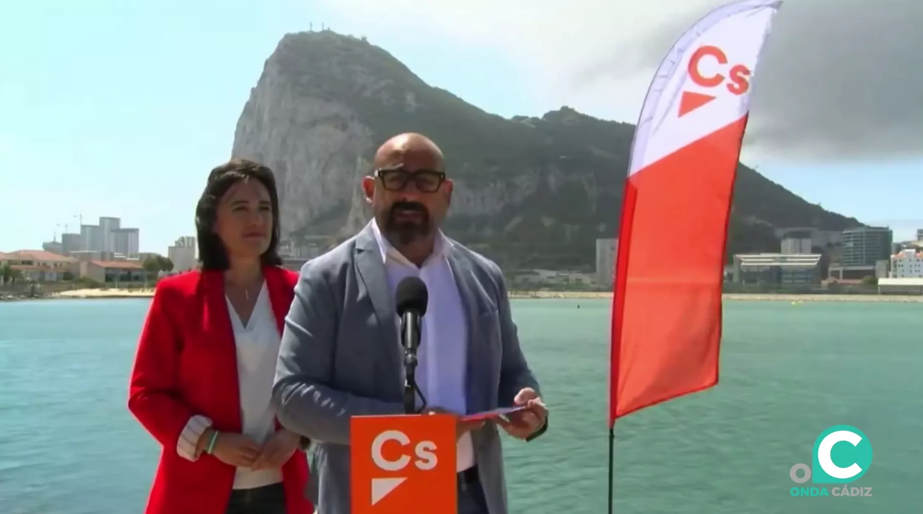 Jordi Cañas en un acto de campaña en el campo de Gibraltar