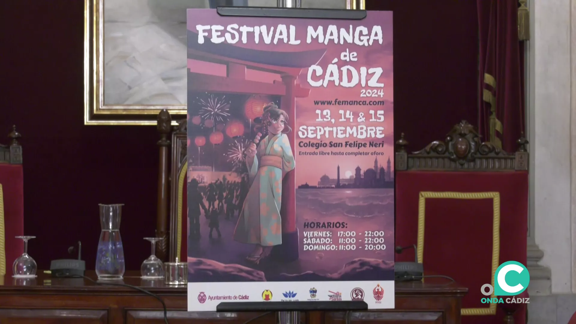 Detalle del cartel que se descubrió en el Ayuntamiento de Cádiz