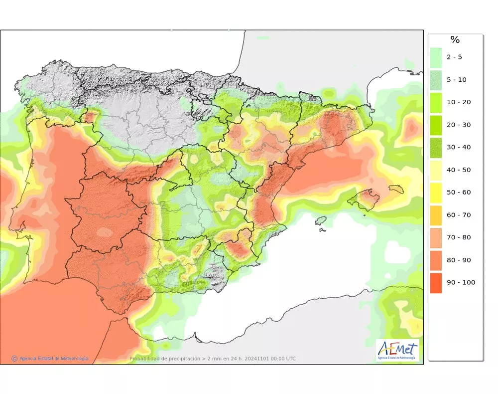 Evolución de la borrasca este jueves 31 