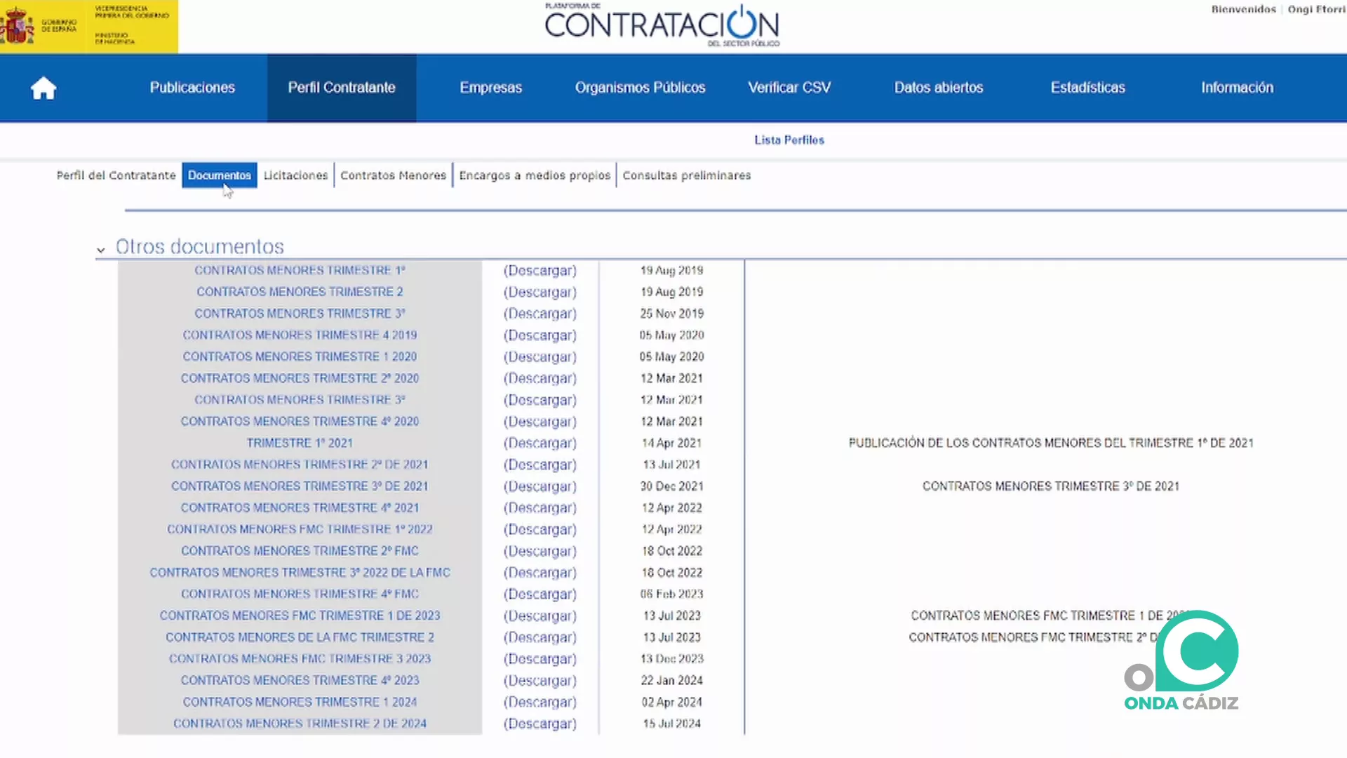 Plataforma de Contratación del Sector Público en la página web del Ayuntamiento