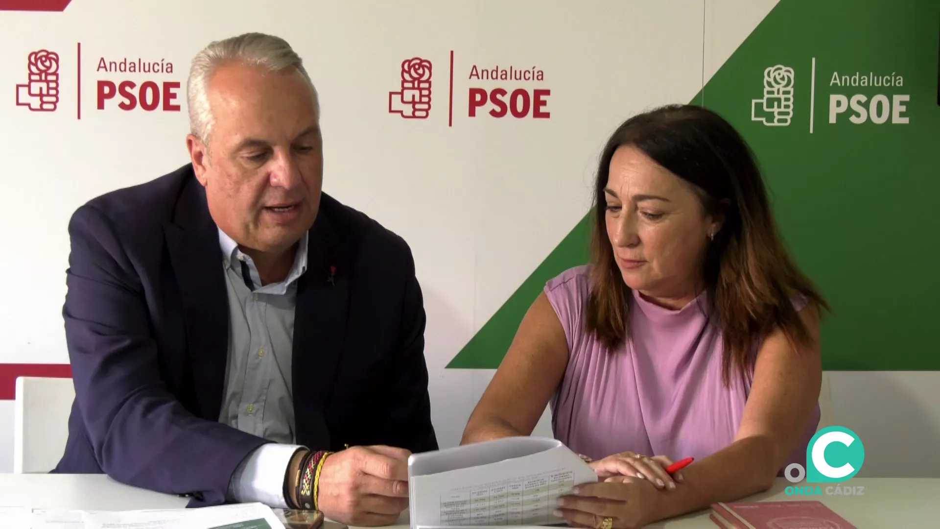 El secretario general del PSOE de Cádiz con la secretaria general de CCOO, Inmaculada Ortega