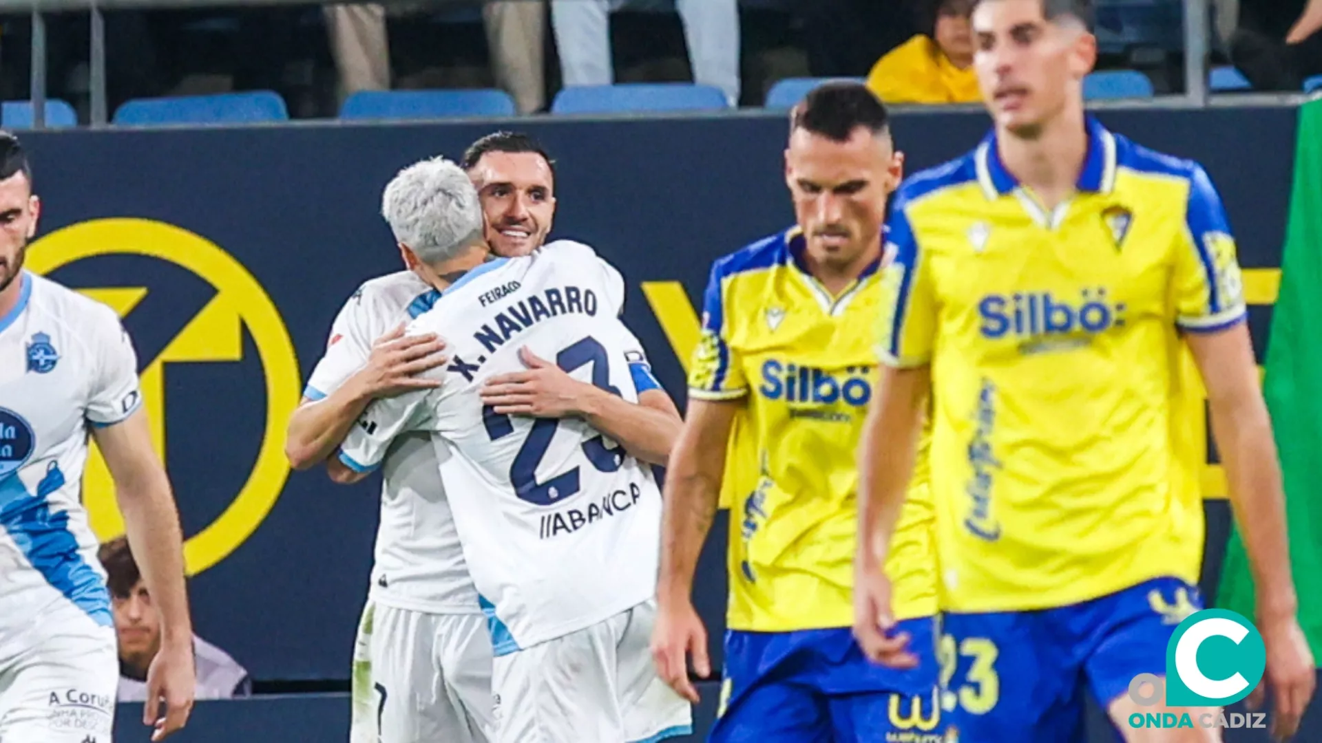 Lucas Pérez en la celebración de uno de los tantos anotados (Foto: LaLiga)