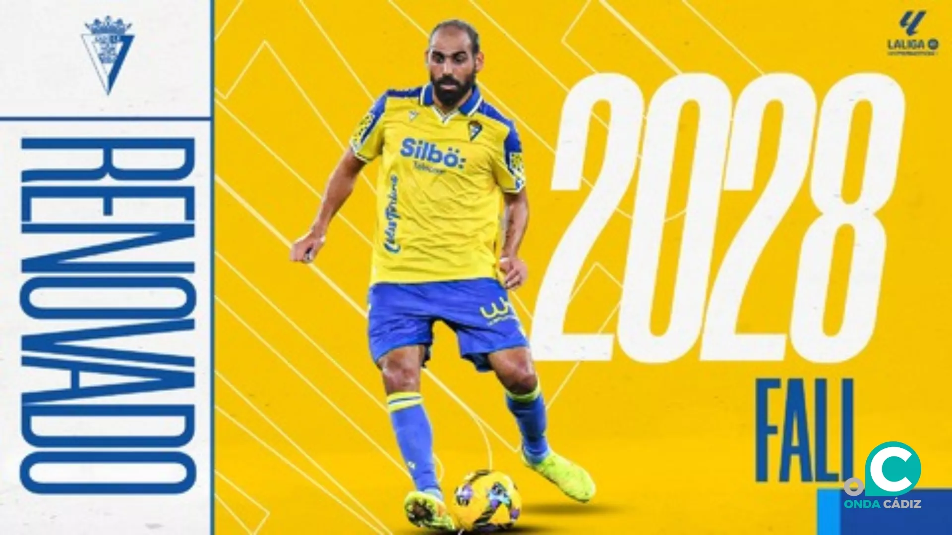 Fali vestirá de amarillo hasta 2028 (Foto: Cádiz CF)