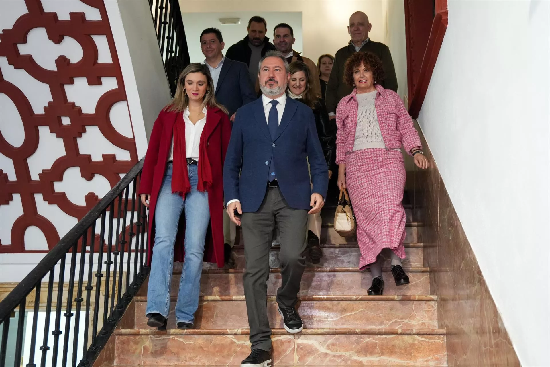 El secretario general del PSOE de Andalucía a su llegada a la sede regional del PSOE en Sevilla