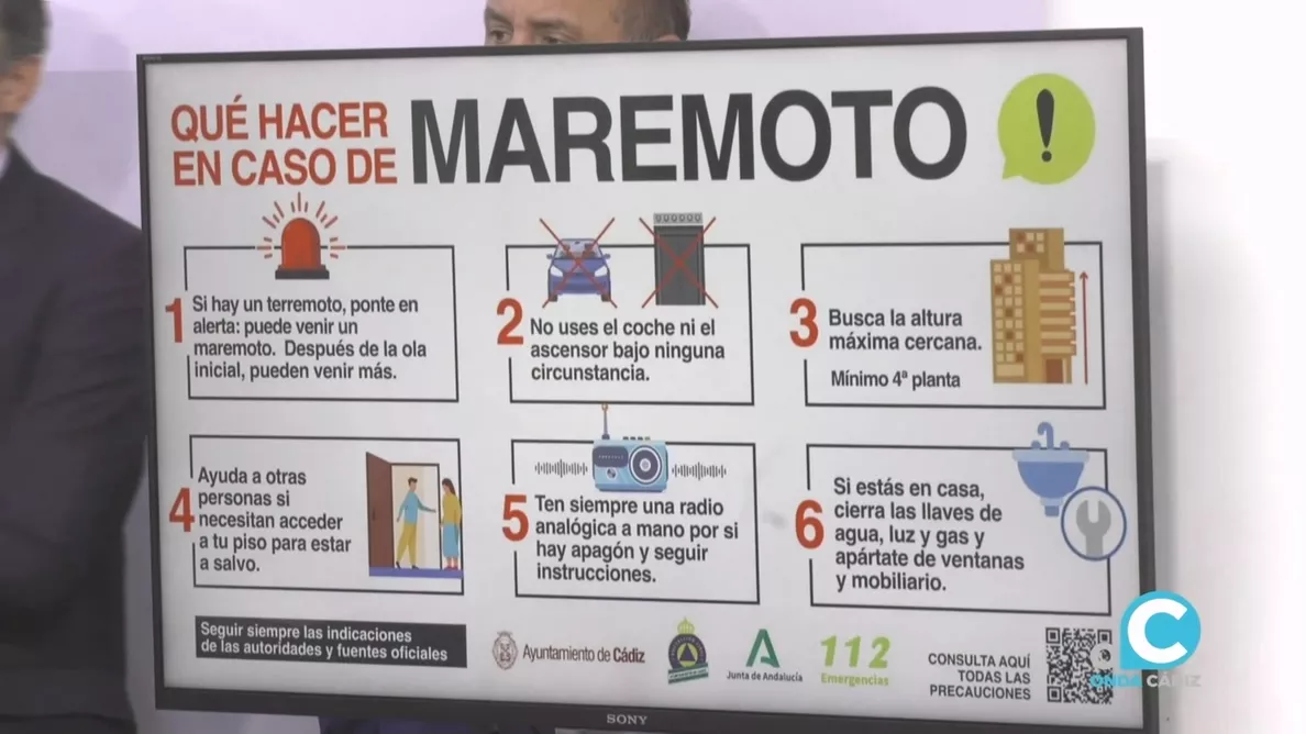 Guía con las recomendaciones principales ante riesgo de maremoto en Cádiz. 