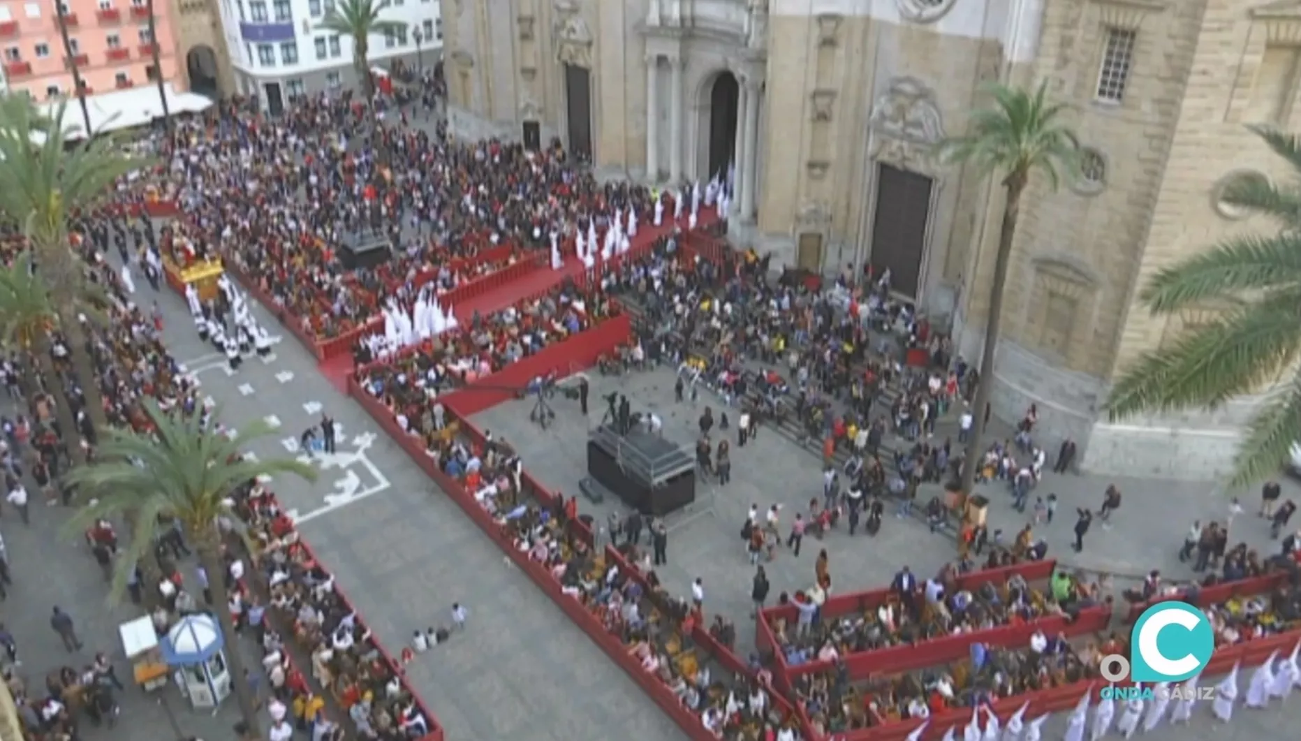 Vista de la plaza de la Catedral durante la pasada Semana Santa