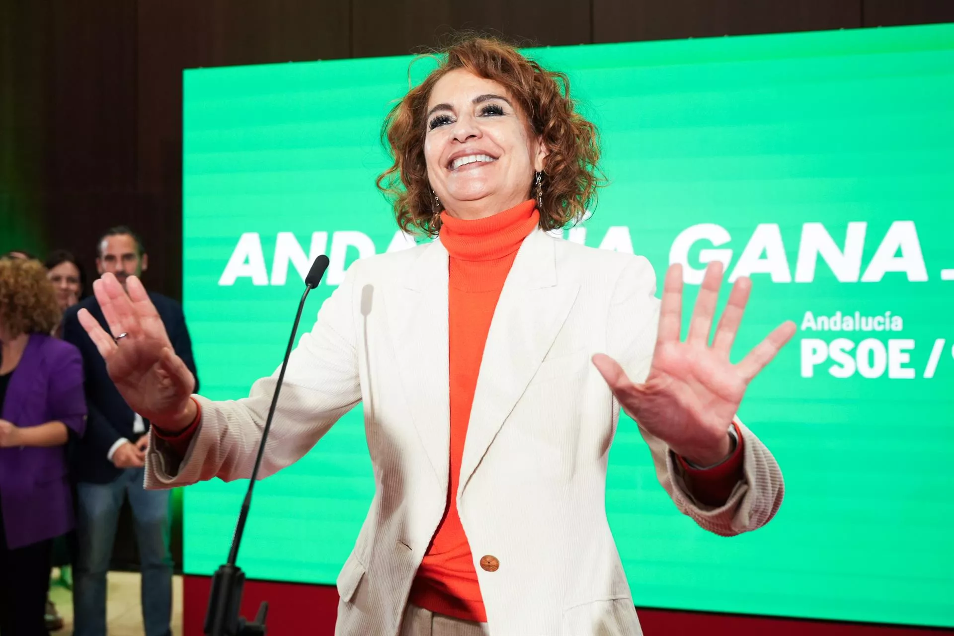 María Jesús Montero en un acto con militantes en Sevilla.