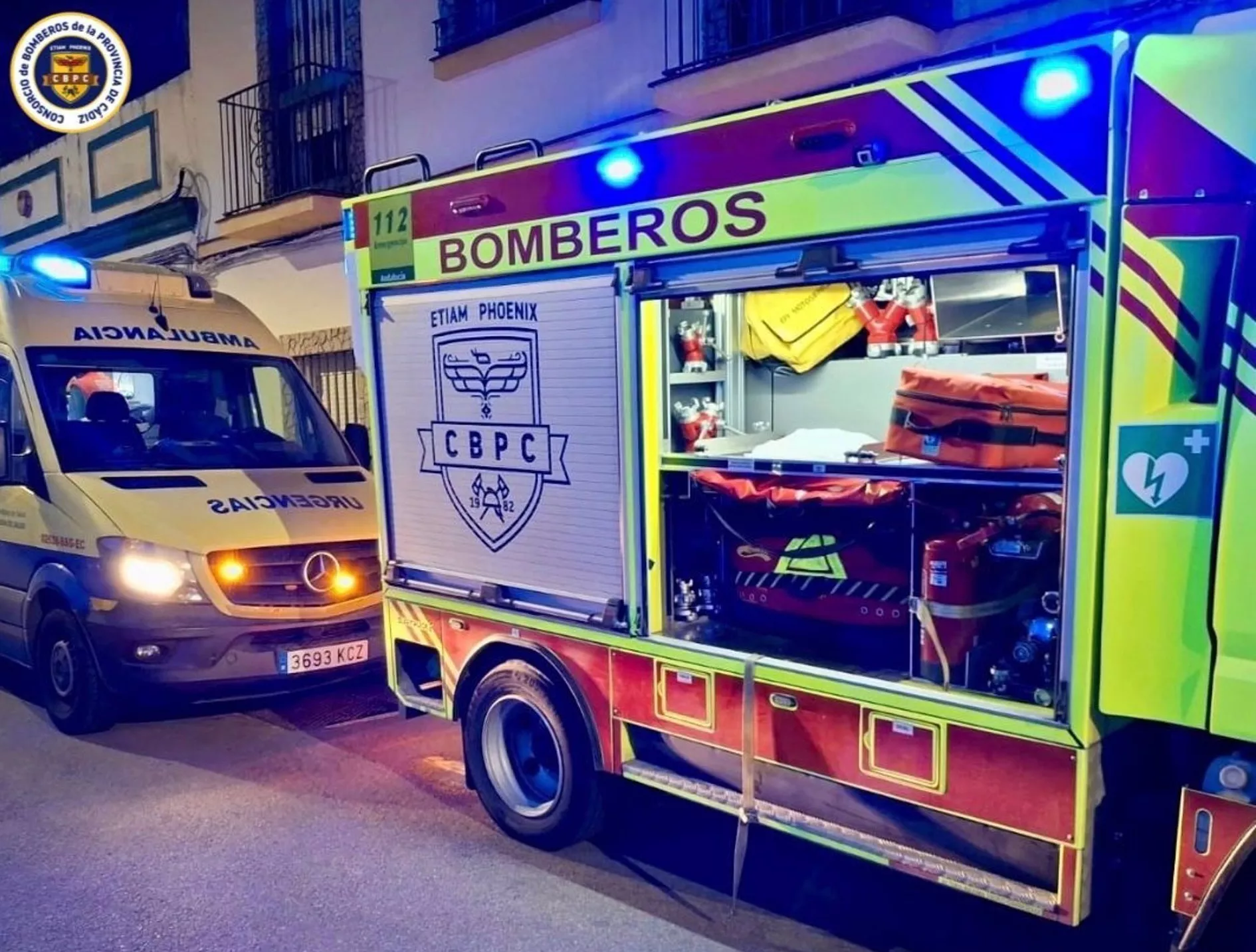 Vehículo de Bomberos en un incendio en Jerez.