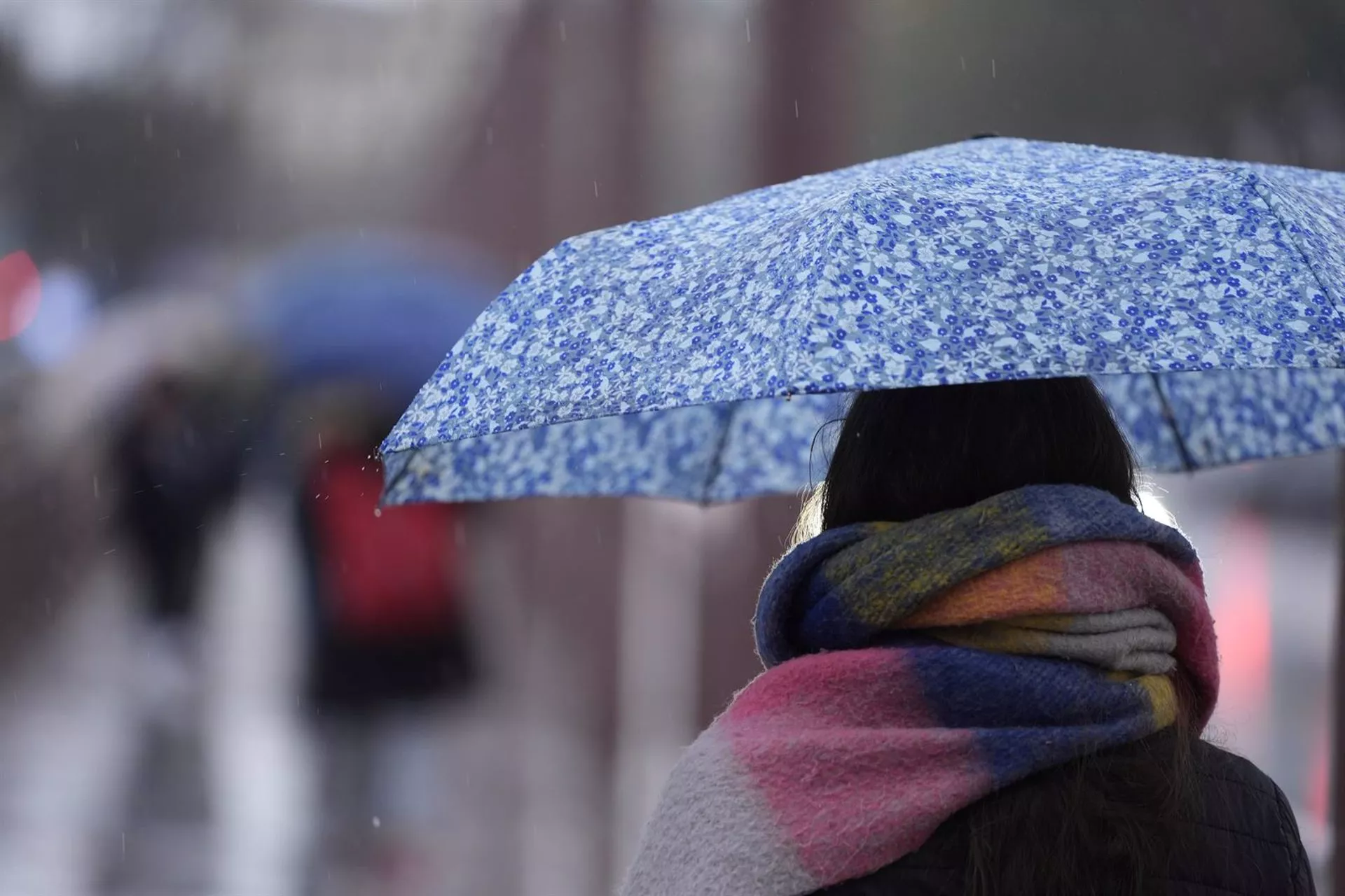 Una persona se protege de la lluvia con un paraguas.