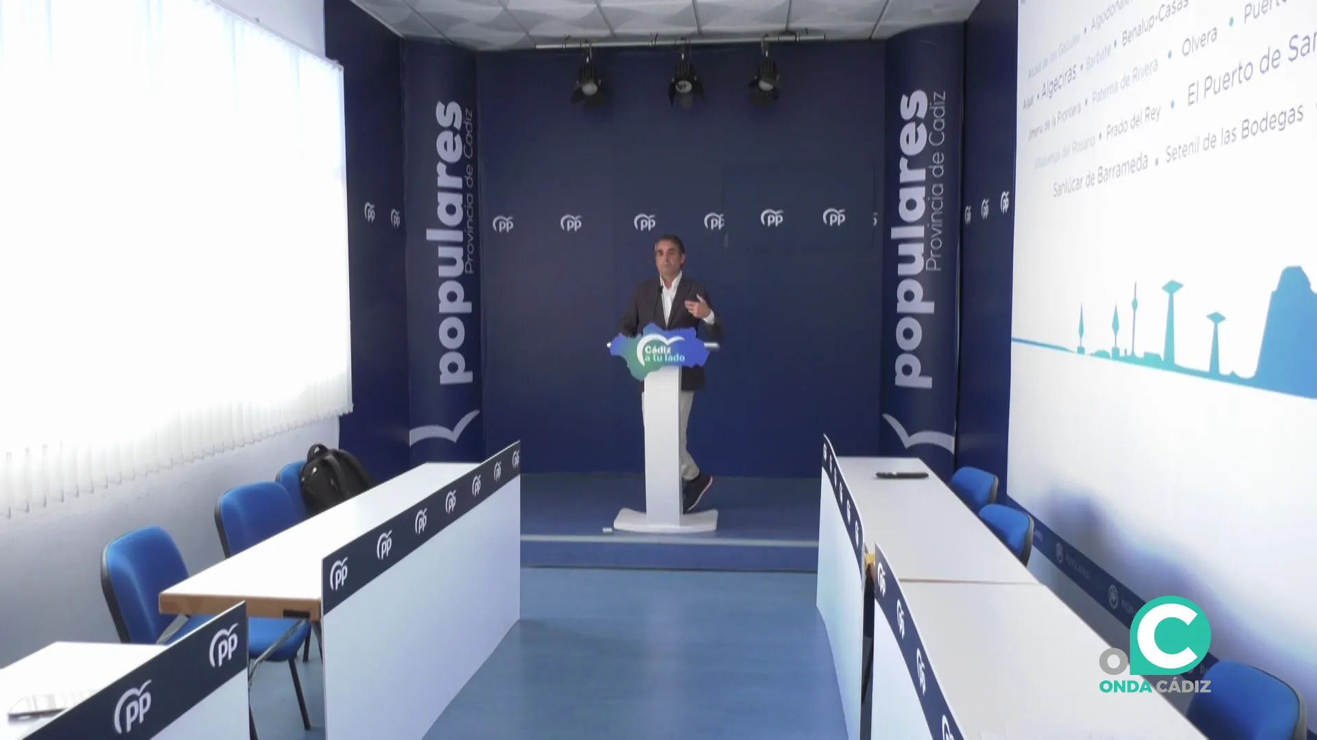 Saldaña interviene durante la rueda de prensa de este martes en la sede del PP Saldaña interviene durante la rueda de prensa de este martes en la sede del PP
