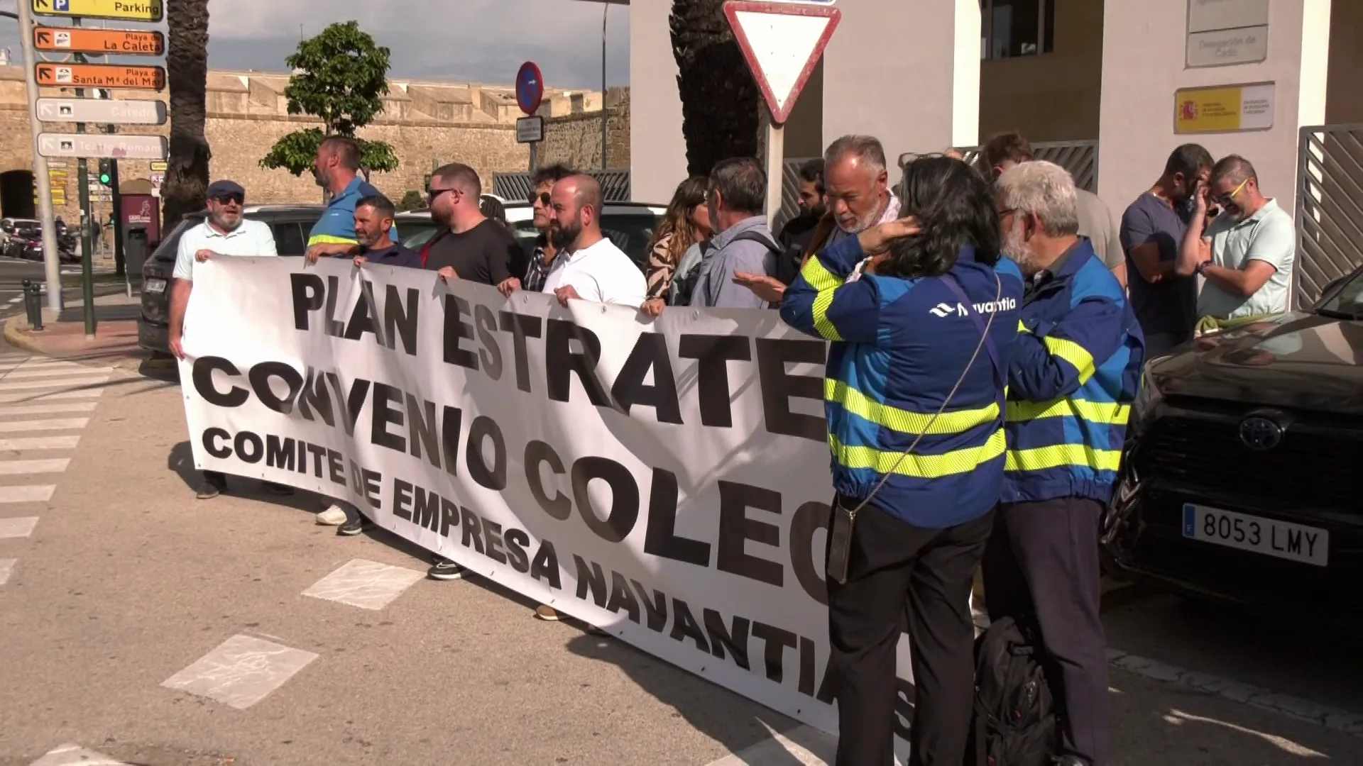 Protesta de trabajadores de astilleros en una imagen de archivo Protesta de trabajadores de astilleros en una imagen de archivo