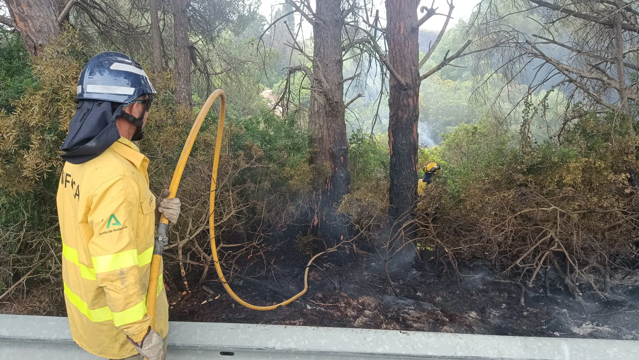 Bomberos de Cádiz trabajan en las labores de extinción del fuego. Bomberos de Cádiz trabajan en las labores de extinción del fuego.