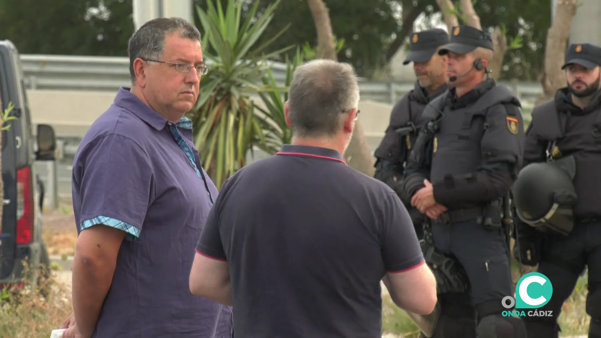 Pedro Lloret de CCOO en una de las movilizaciones en la Bahía Pedro Lloret de CCOO en una de las movilizaciones en la Bahía