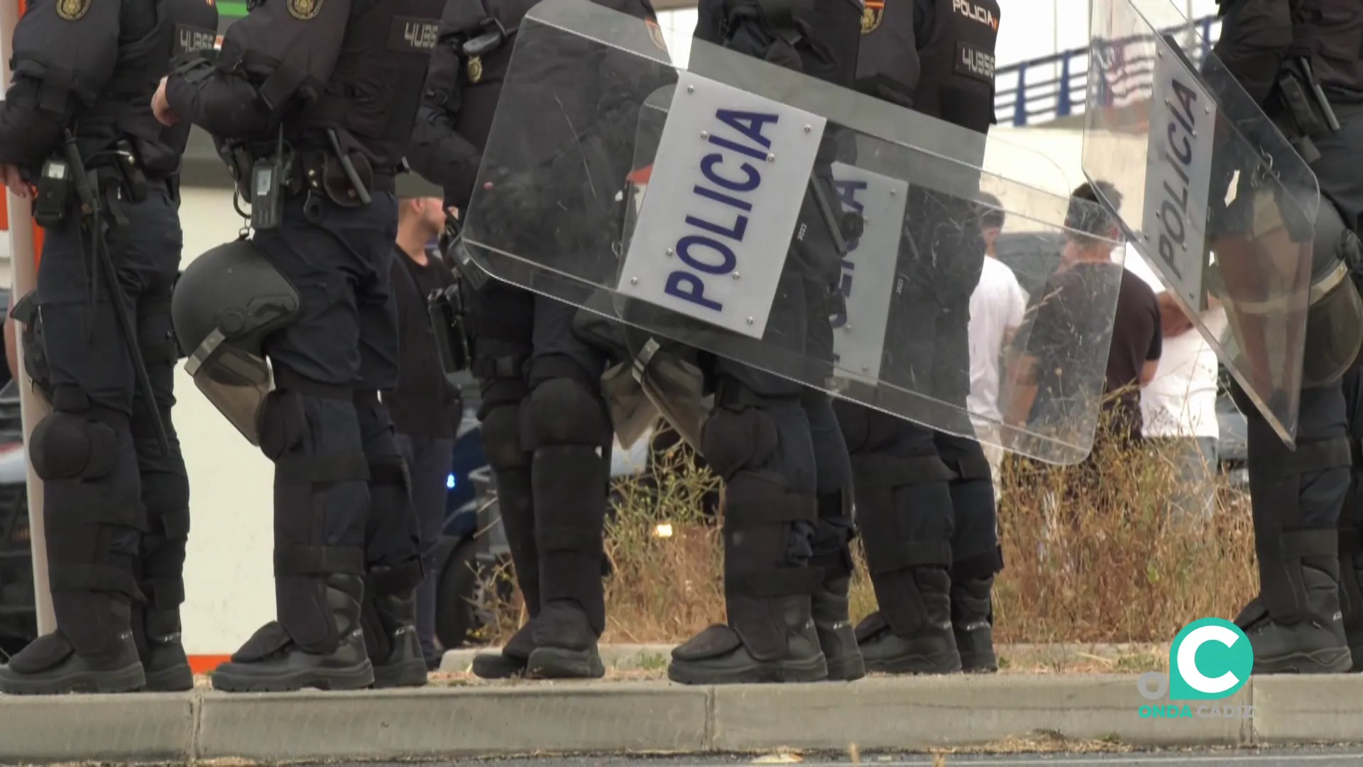 Agentes de la Policía Nacional durante las jornadas de protesta en la capital gaditana Agentes de la Policía Nacional durante las jornadas de protesta en la capital gaditana