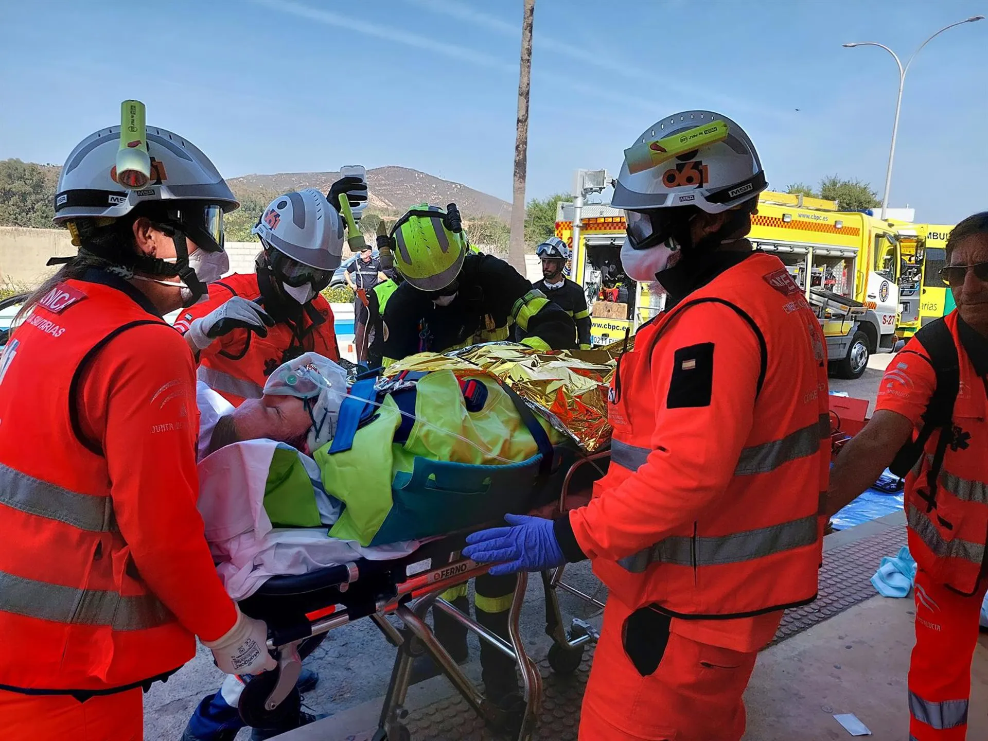 Imagen de archivo de una intervención de emergencias Imagen de archivo de una intervención de emergencias