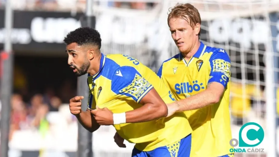 Chris Ramos celebrando un tanto en el Cartagonova la pasada temporada (Foto: Cádiz CF) Chris Ramos celebrando un tanto en el Cartagonova la pasada temporada (Foto: Cádiz CF)