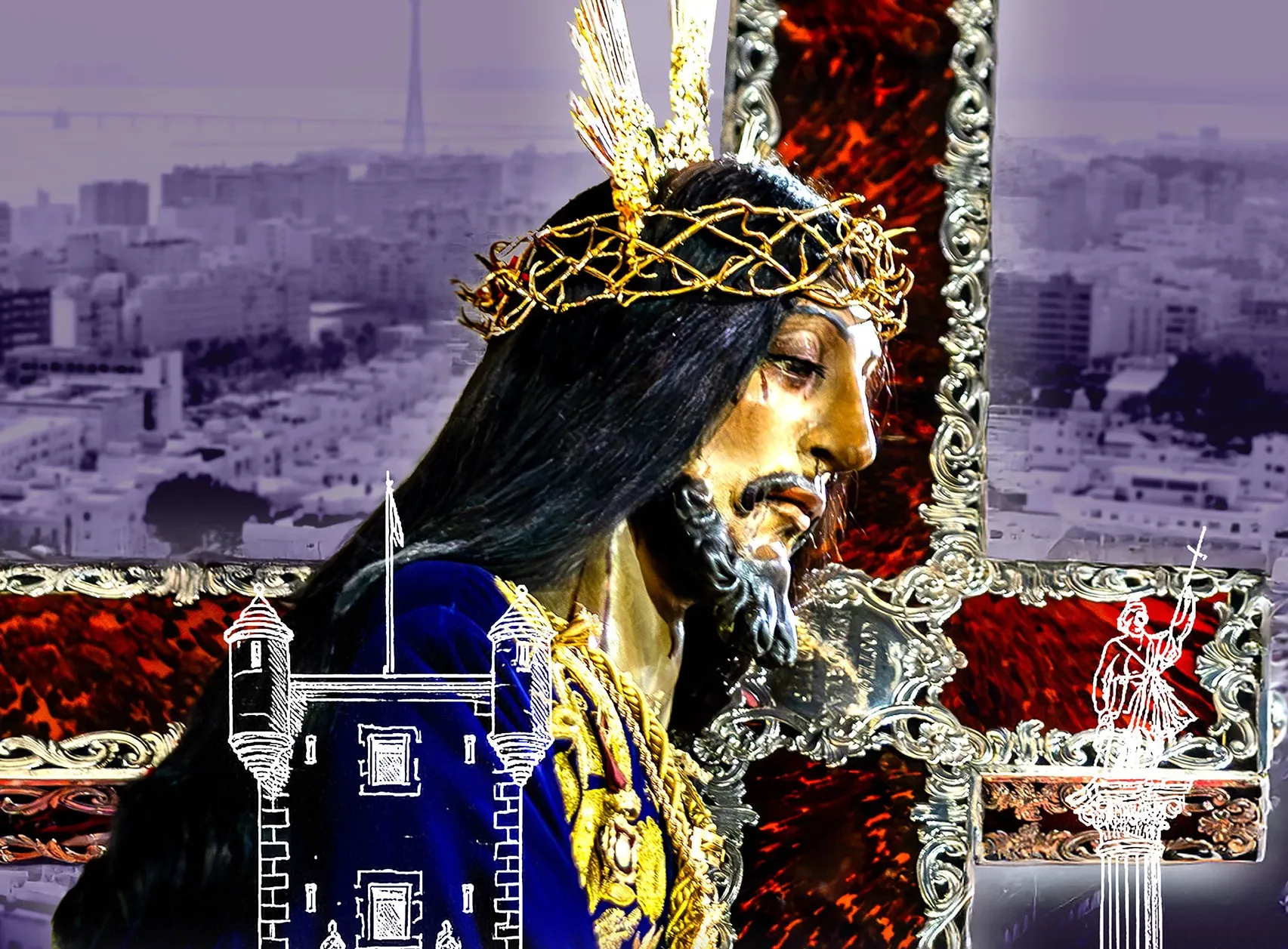 Detalle del cartel anunciador de la Peregrinación Extraordinaria 2025 del Nazareno de Santa María Detalle del cartel anunciador de la Peregrinación Extraordinaria 2025 del Nazareno de Santa María