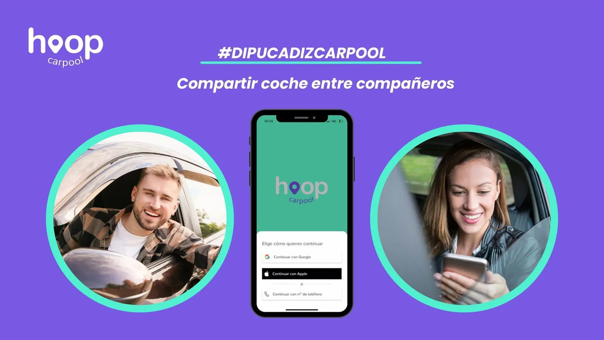 Vista de la plataforma para compartir coche entre empleados de la Diputación de Cádiz ...