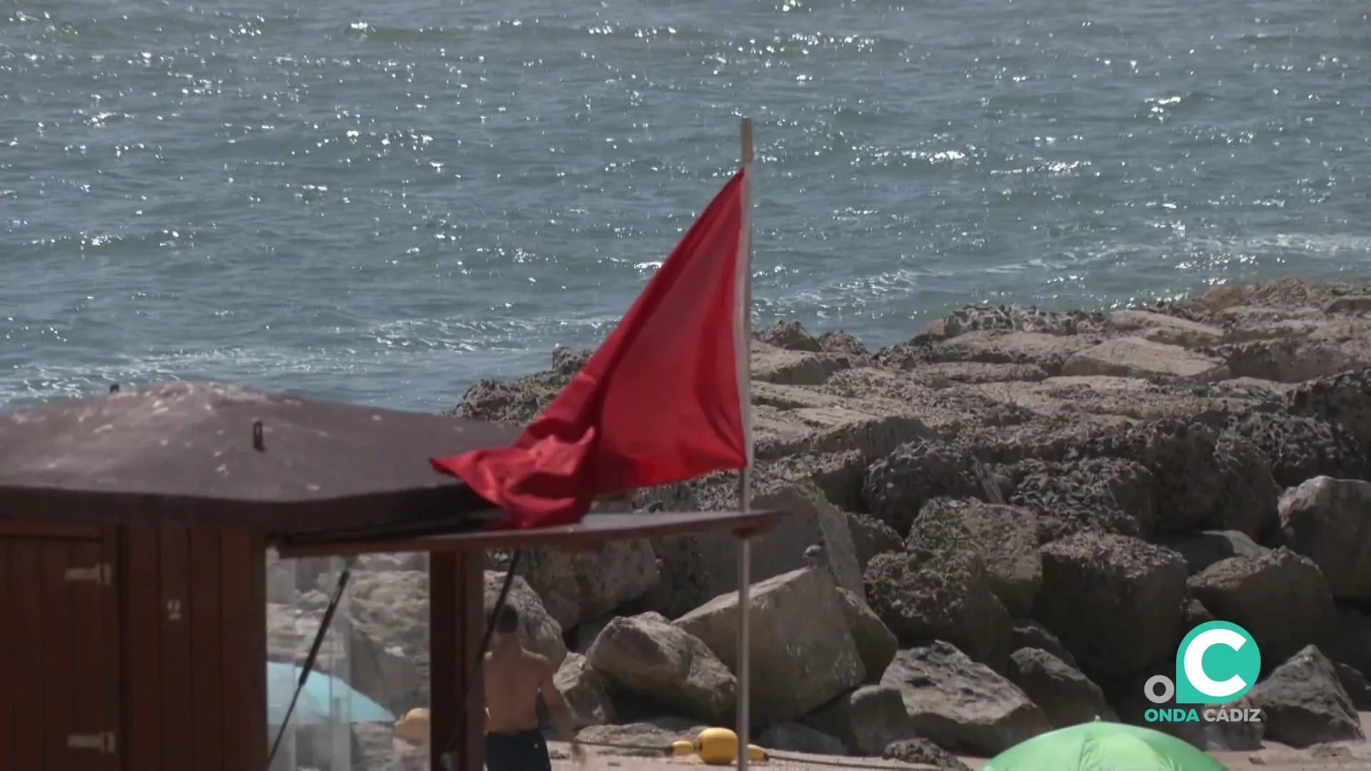 Señalización de prohibido el baño en Santa María del Mar Señalización de prohibido el baño en Santa María del Mar