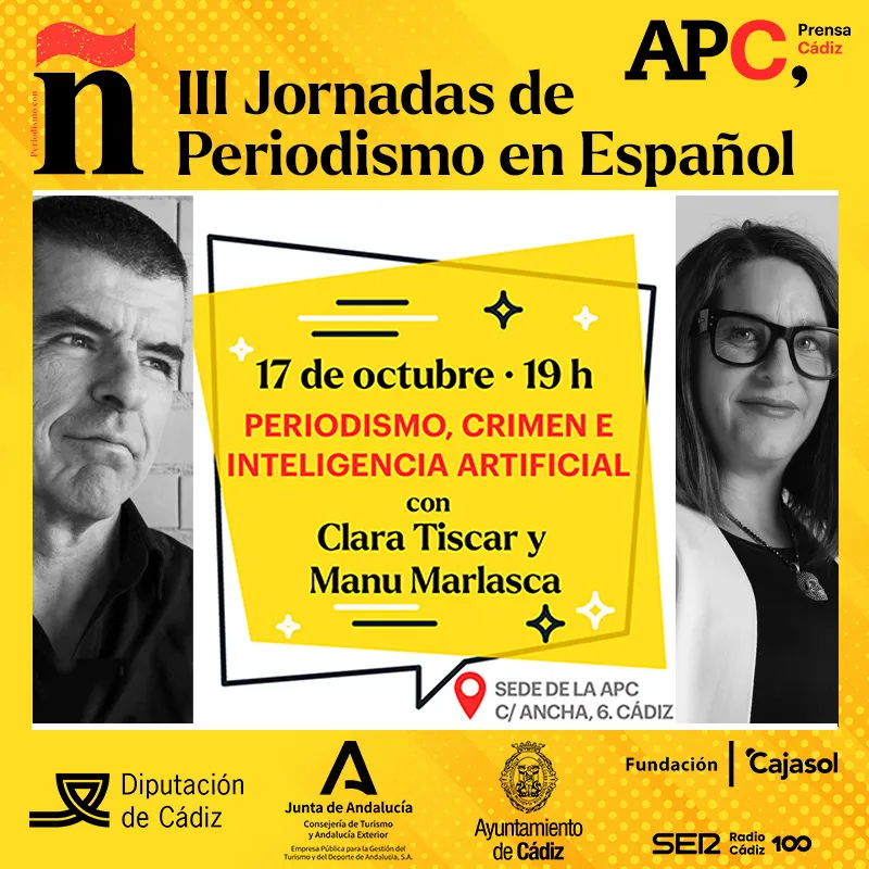 Cartel de la primera jornada de las III Jornadas de Periodismo en Español. Cartel de la primera jornada de las III Jornadas de Periodismo en Español.