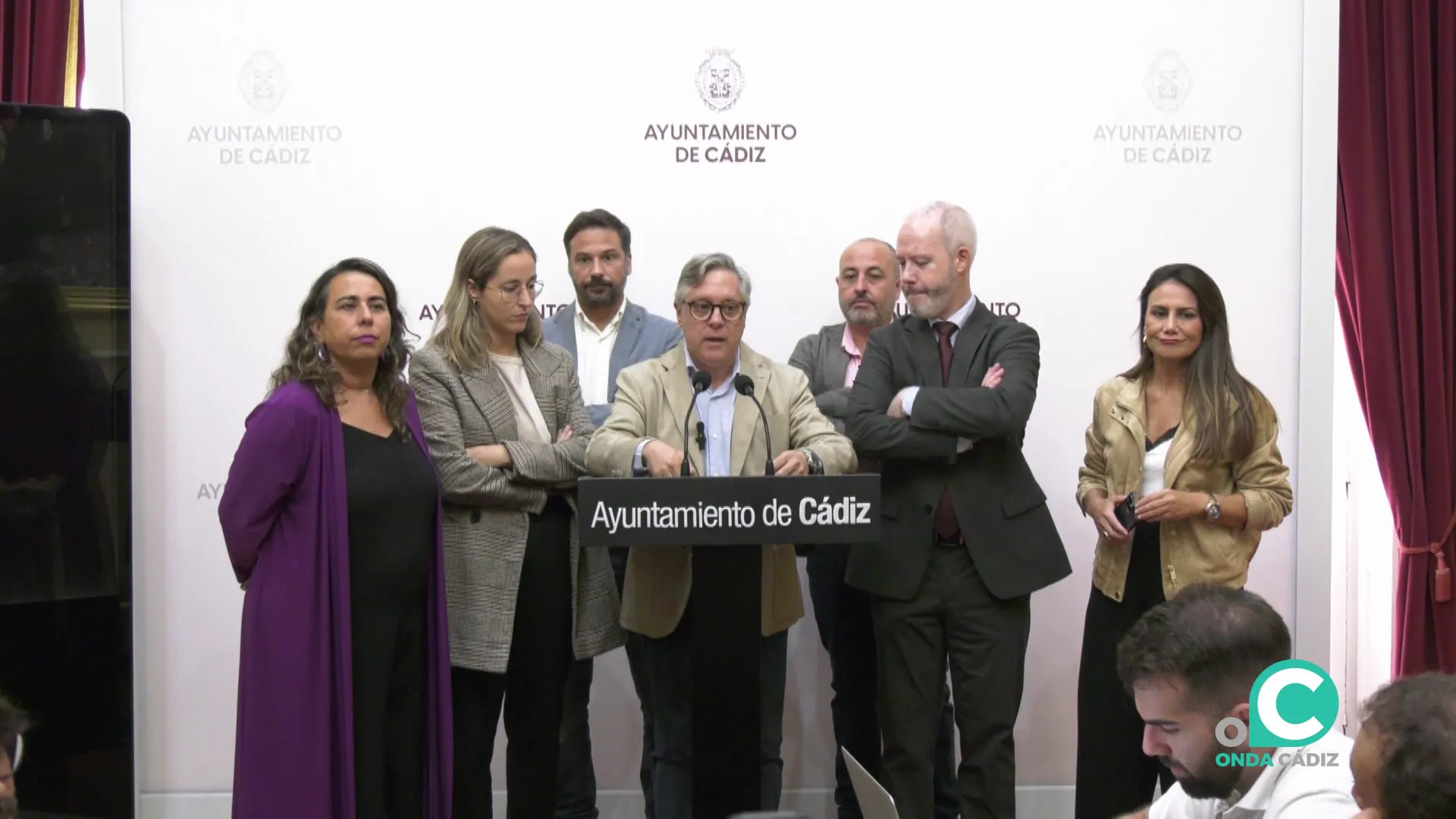 El grupo muncipal socialista en la rueda prensa de este jueves en el Ayuntamiento