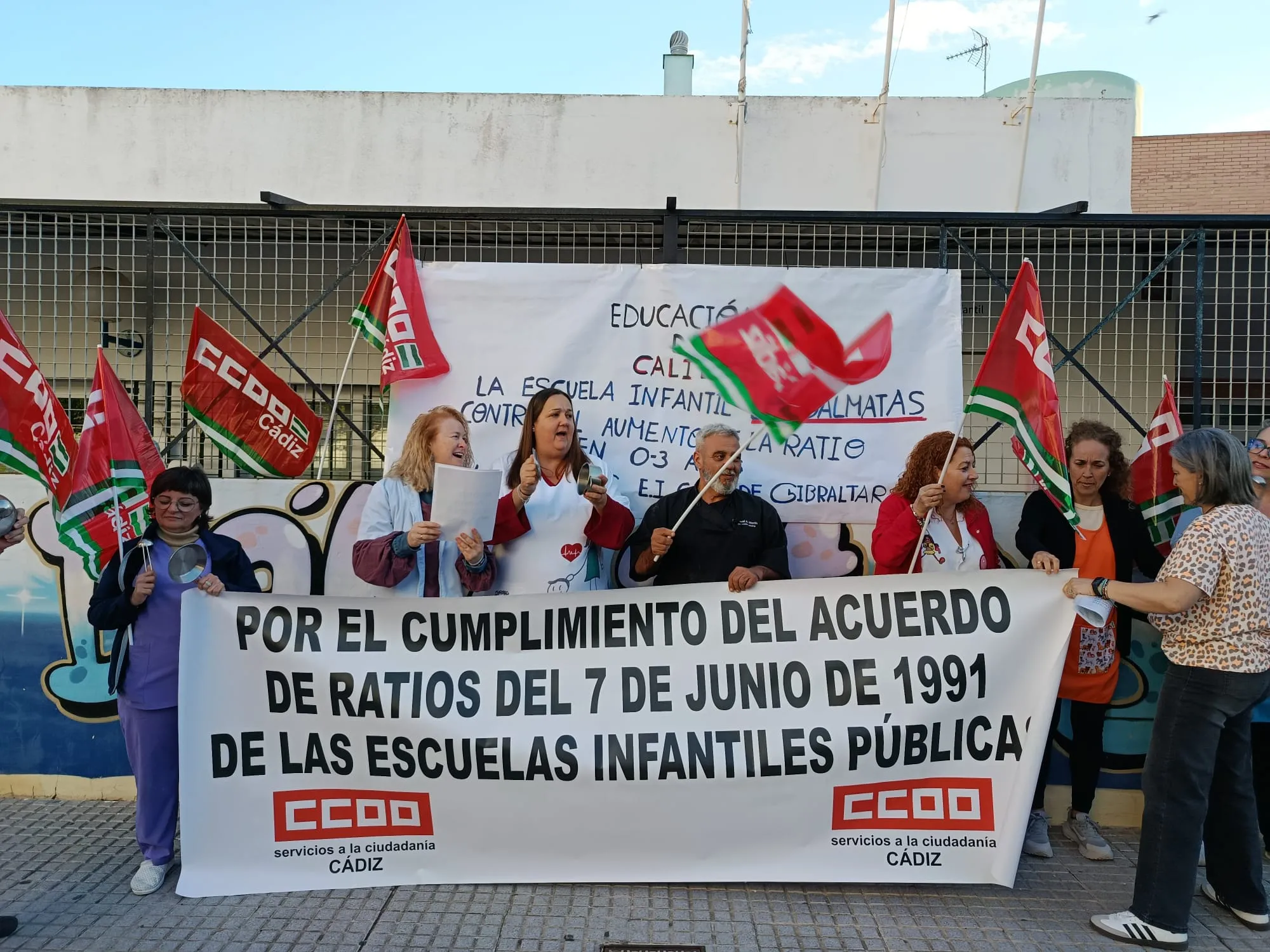Protesta de este miércoles en la Escuela Infantil Los Dálmatas.