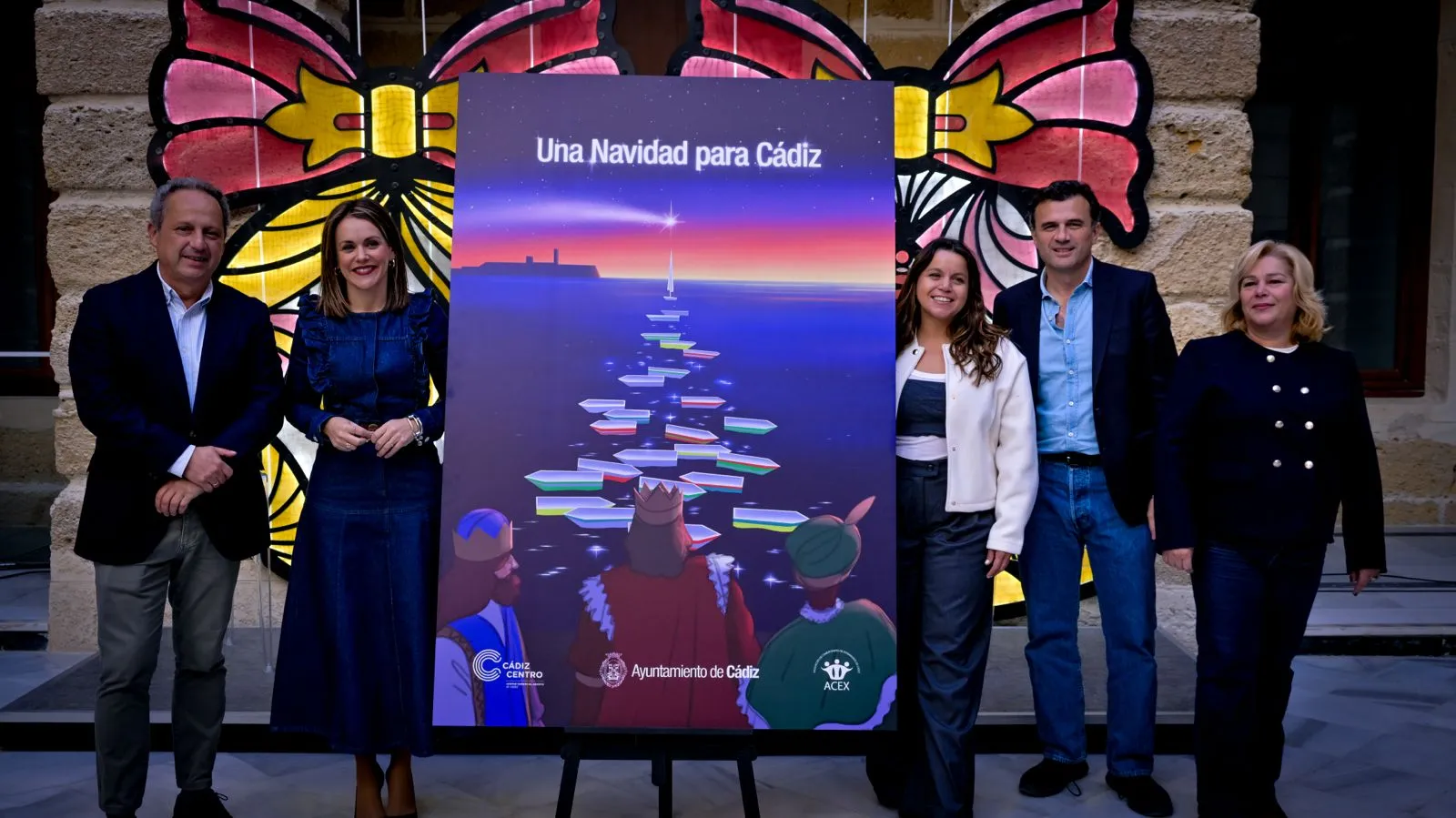 Autoridades junto al cartel presentado este viernes en la Casa de Iberoamérica