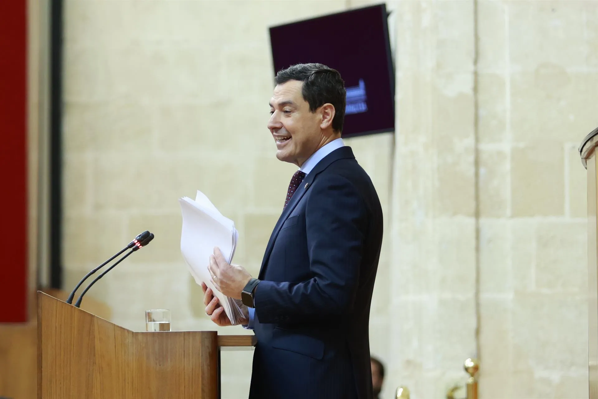 Moreno durante su intervención en el último Debate de la Comunidad Autónoma de la actual legislatura