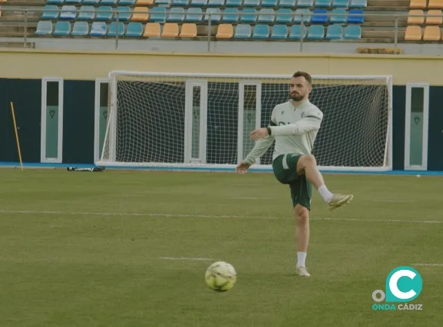 Iuri Tabatadze en la sesión del pasado viernes (Foto: Cádiz CF)