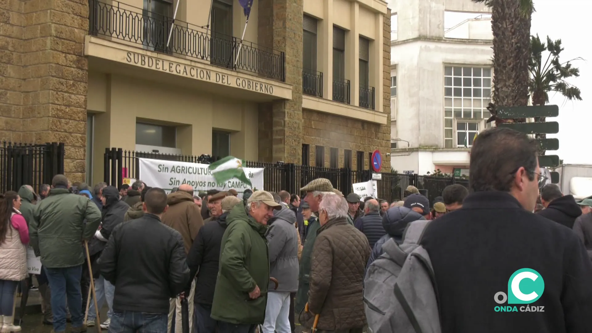 Un momento del acto de protesta este jueves en la capital gaditana