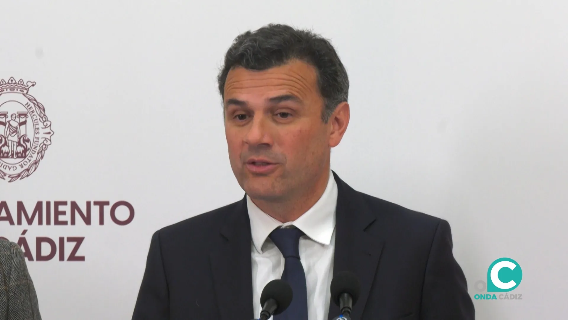 El alcalde de Cádiz, Bruno García, en la rueda de prensa de la Junta de Gobierno Local. 