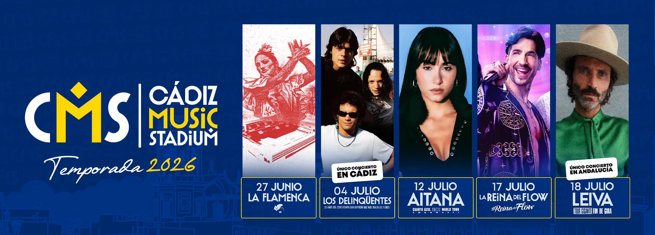 Cartel del elenco de artistas de la II edición 'Cádiz Music Stadium’.