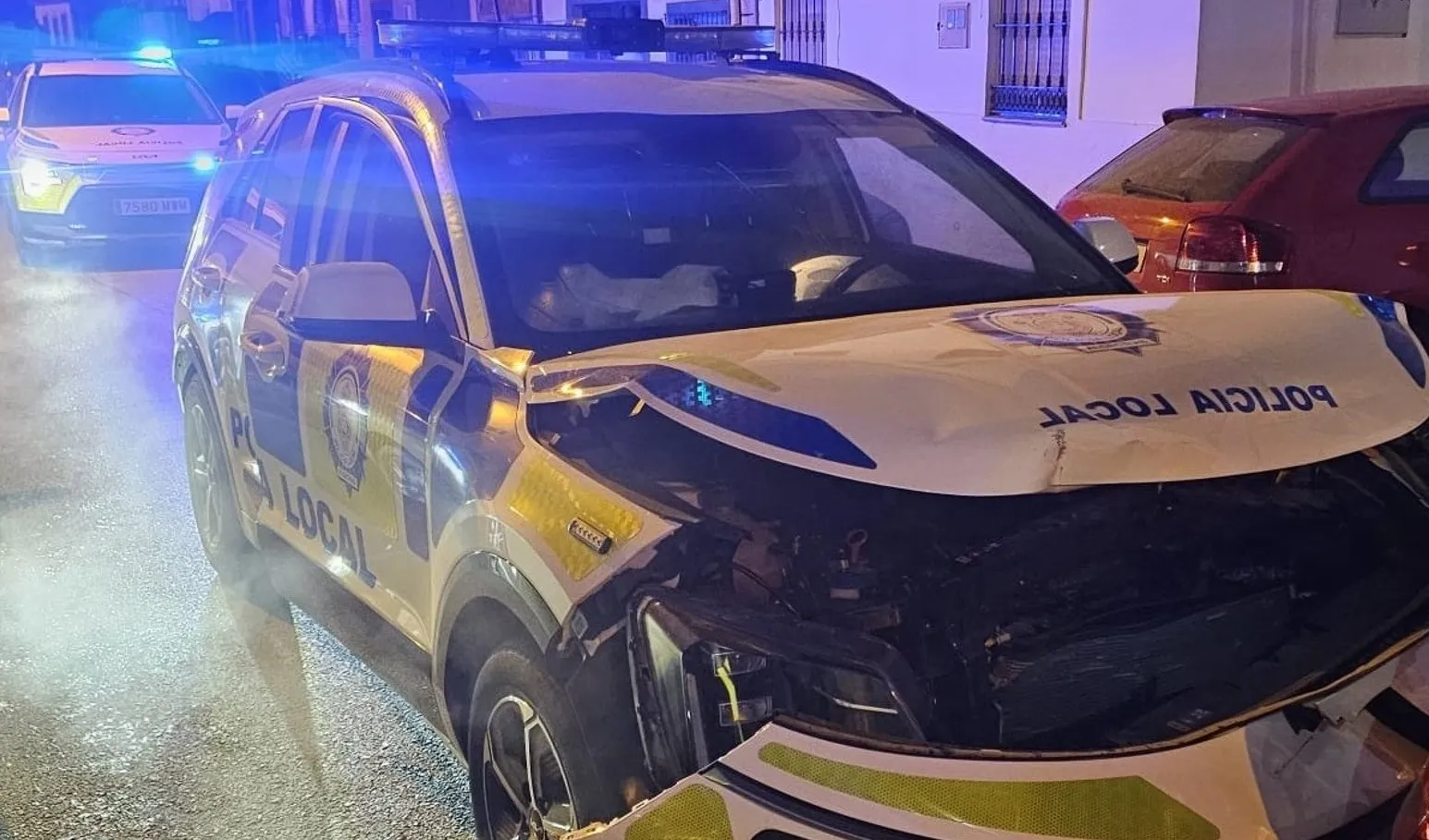 Estado en que quedó el vehículo policial