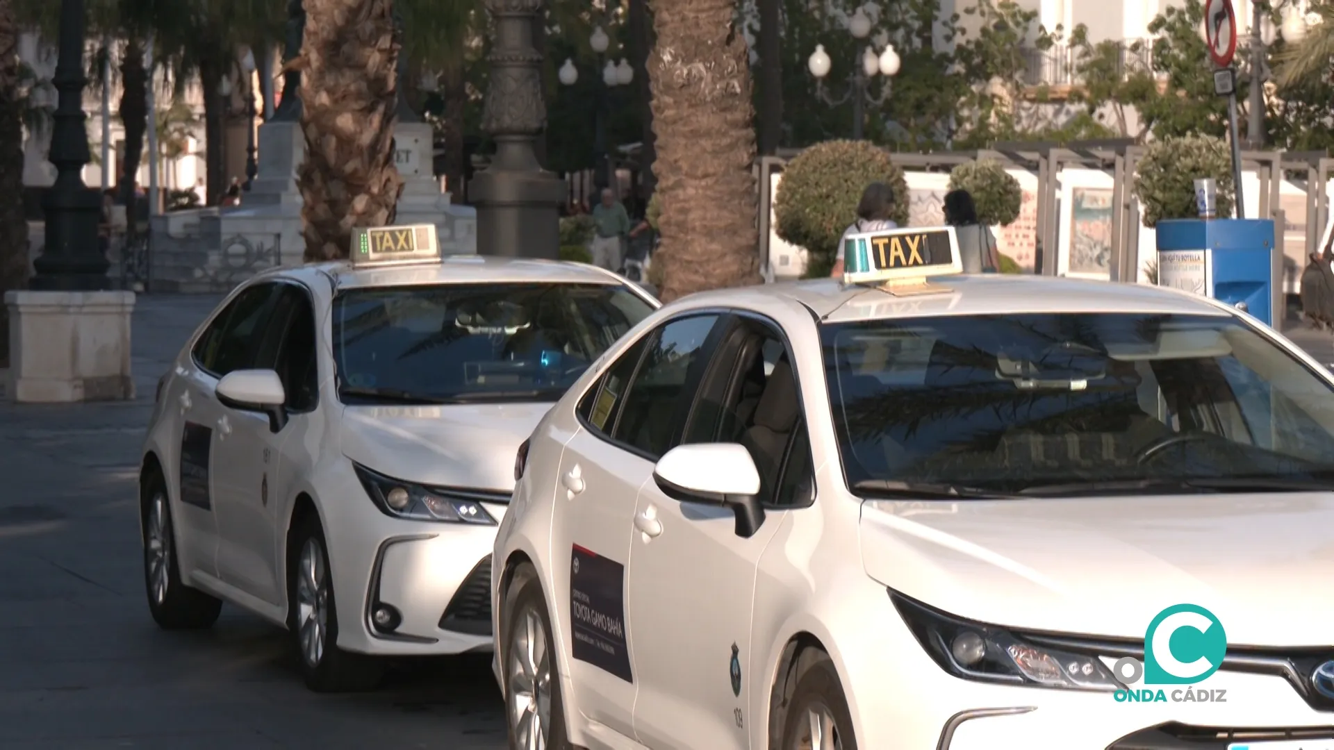 Una de las paradas del servicio de taxi en Cádiz. 