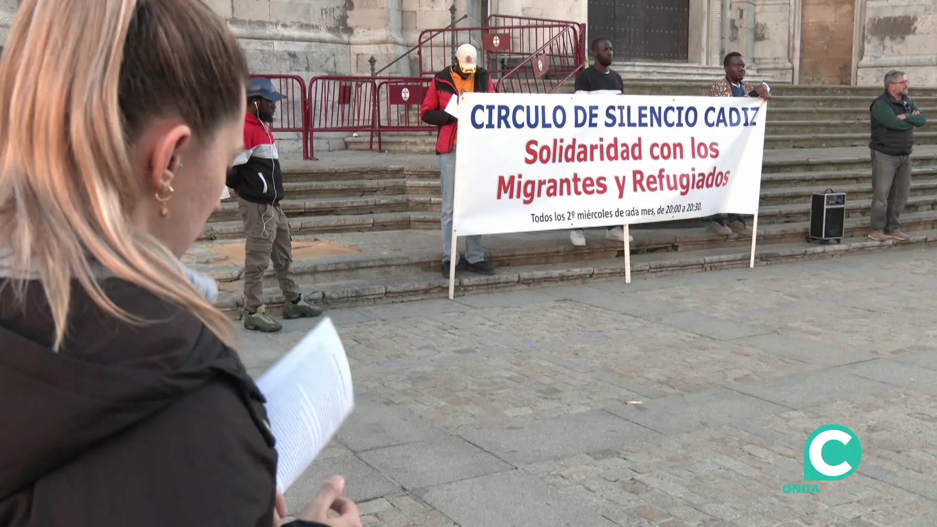 Un momento del encuentro en la plaza de la Catedral